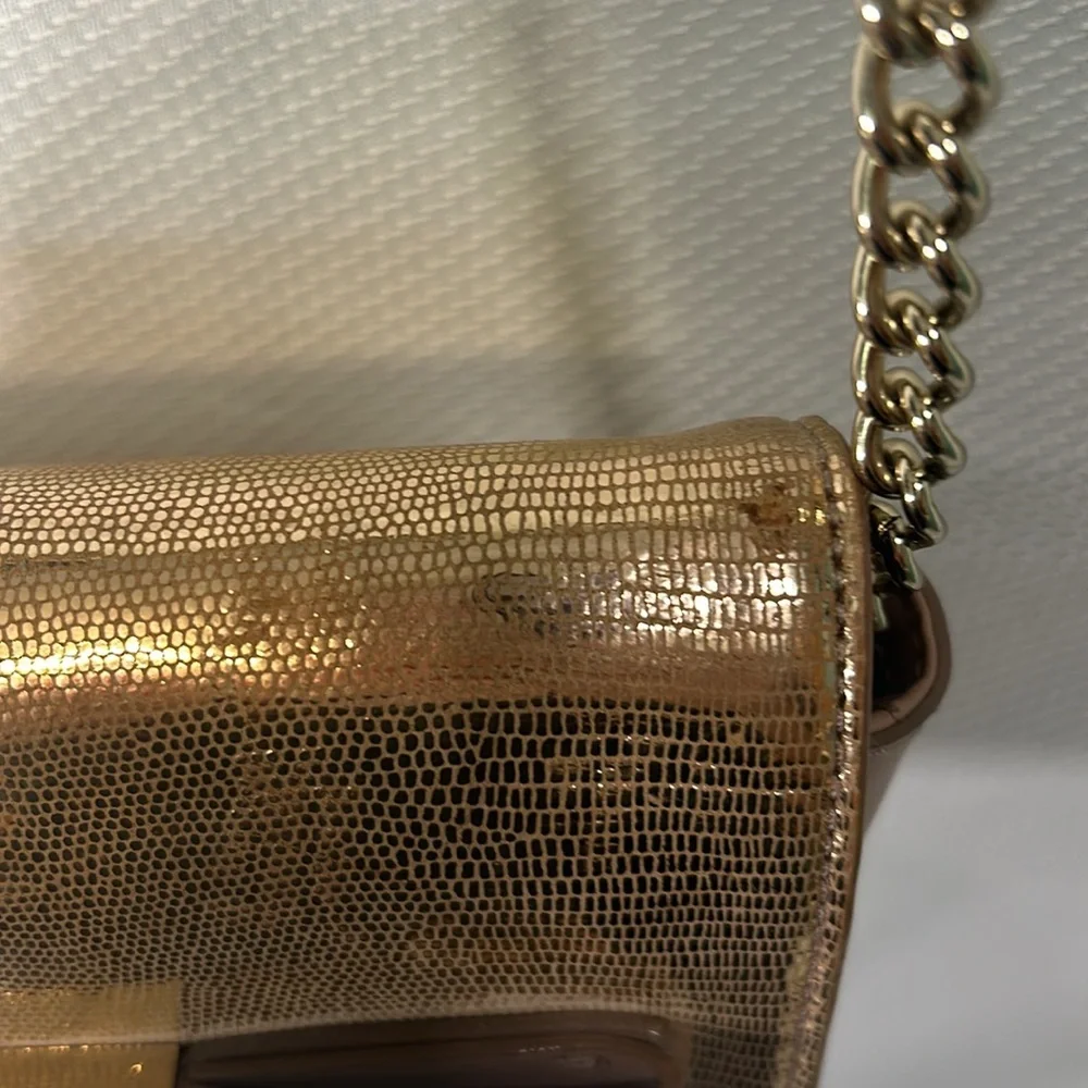 Kate Spade New York Rose Gold Metallic Mini Purse bow Crossbody glam feminine